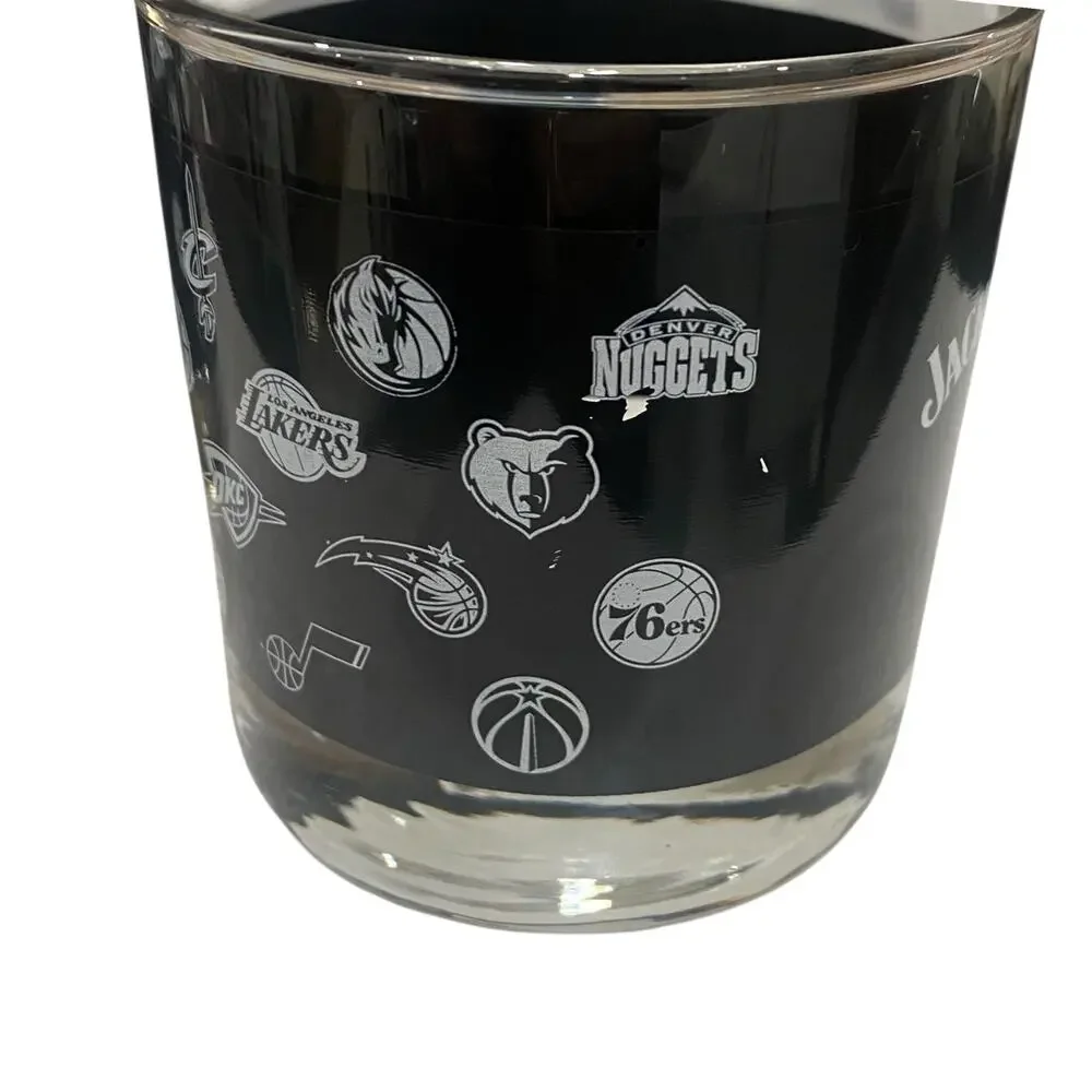 Set of 3 Jack Daniels NBA Lowball Glasses Bourbon Whiskey Rocks Limited Edition